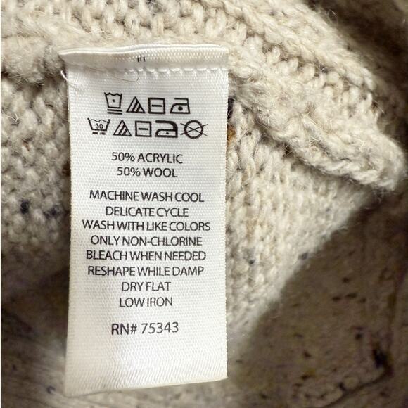 Cynthia Rowley Wool Blend Chunky Knit Sweater Women’s Medium Beige Speckled - Picture 8 of 11